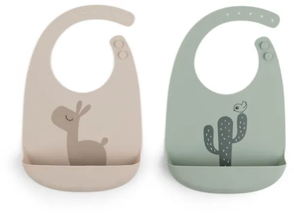 Silicone bib 2 pcs. - lalee sand/green